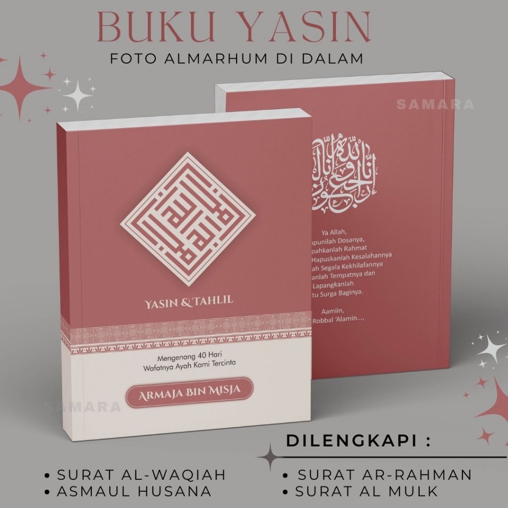 Jual BUKU YASIN DAN TAHLIL CUSTOM FOTO ALMARHUM LENGKAP WIRID DOA AL