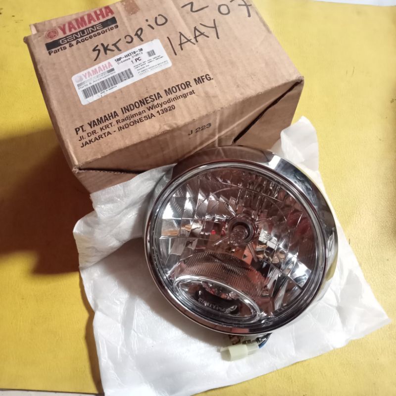 Jual reflektor lampu depan headlamp bulat Yamaha Scorpio RX king new