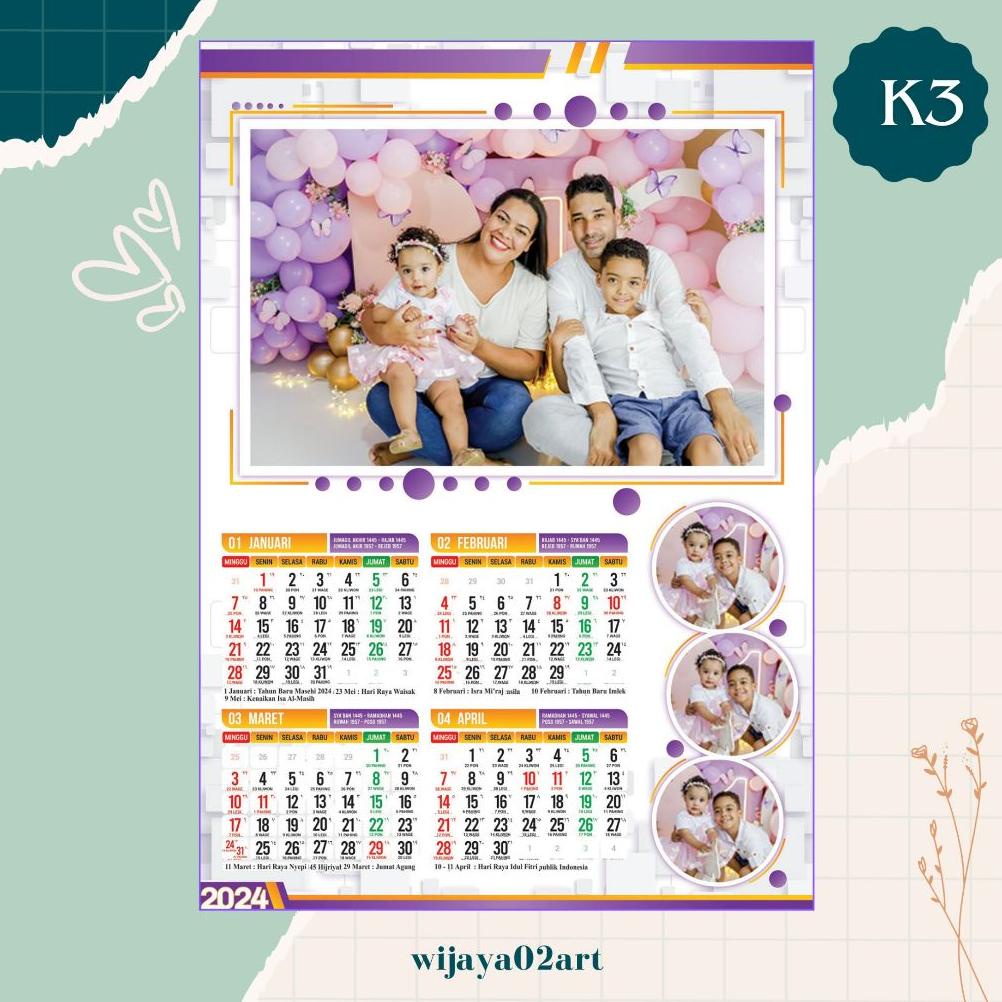 Jual Kalender Custom 2024 / Kalender Dinding 3 Lembaran Baru | Shopee ...