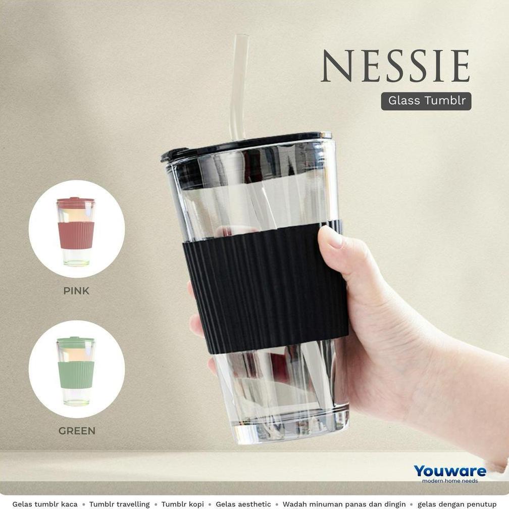 Jual Opls Youware Nessie Glass Tumblr Aesthetic Gelas Minum Kaca Simple Elegan Water Bottle