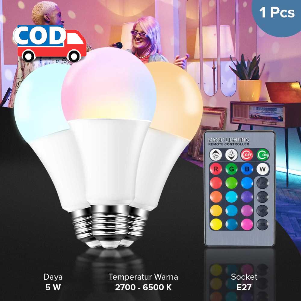 Jual Lampu Bohlam RGB Warna Warni Remote Control 5W E27 Unik Fitur ...