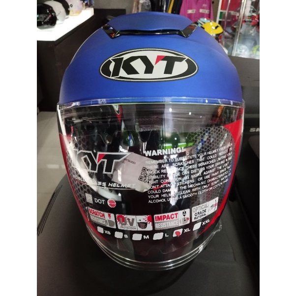 Jual HELM KYT KYOTO R SOLID FLAT BLUE ORIGINAL M/L/XL/XXL HELM KYT