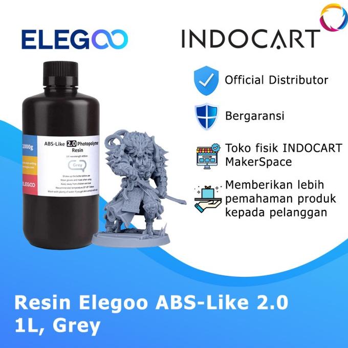 Jual Indocart Tinta Resin 3D Printer Elegoo Abs Like 2.0 Resin Grey-1Kg ...