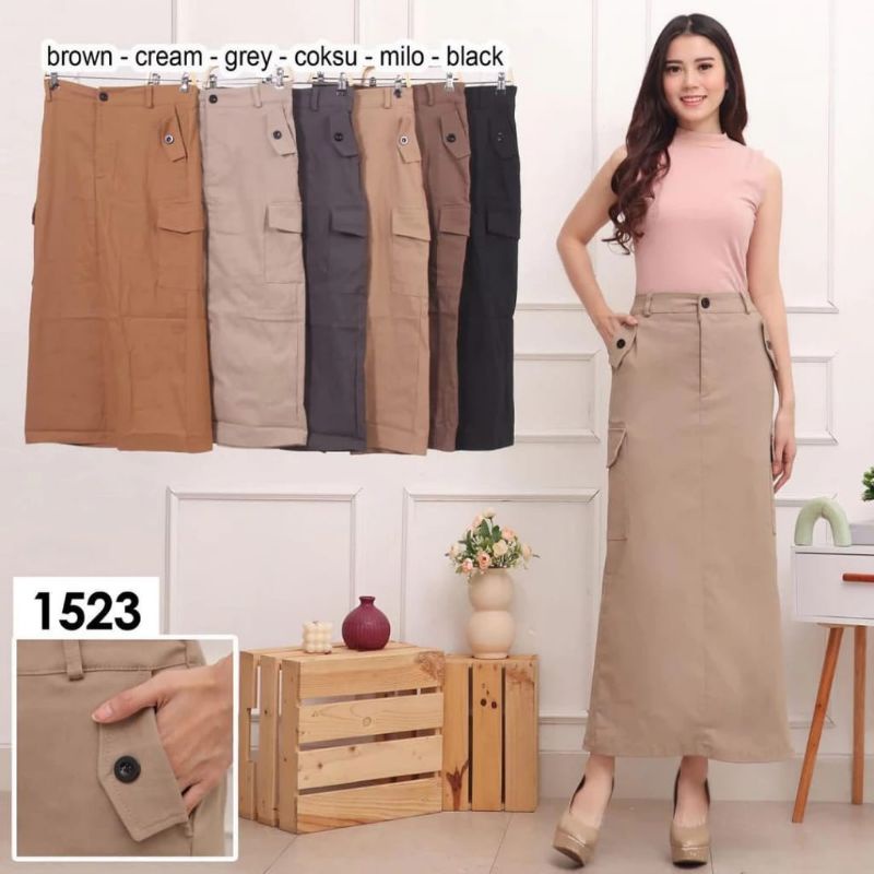 Jual Rok Cargo Belah Cotton Skirt Korean Style Wanita Kekinian | Shopee ...