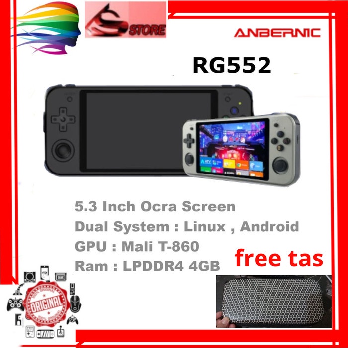Jual Anbernic RG552 Retro Video Game Console Dual systems Android Linux ...