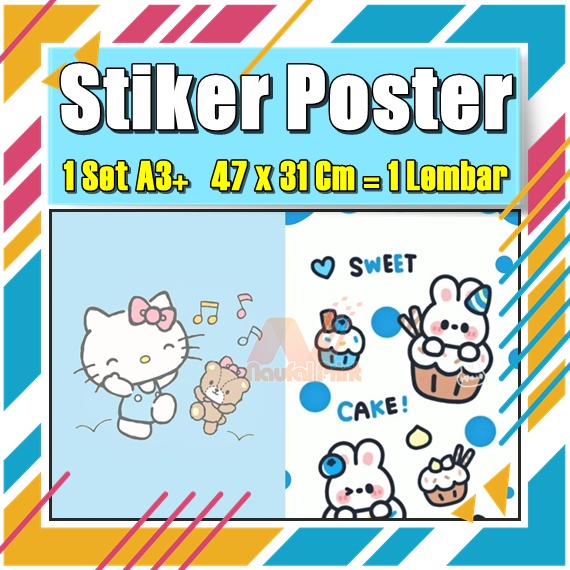 Jual Stiker Poster A3 Hello Kitty My melodi kucing Karton Pink Lucu ...
