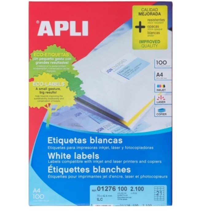 Jual [New] Apli Label 01276 A4 Putih 70 X 42.4Mm Isi 2100 Stiker ...