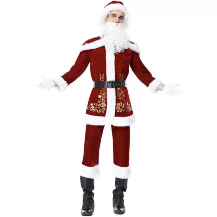 Jual [COD] Santa Claus Man Costume Christmas Adult Kostum Natal Santa ...