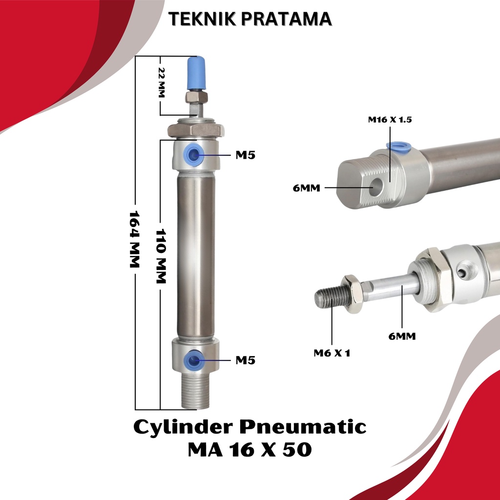 Jual MA 16x50 CYLINDER PNEUMATIC STAINLESS MA 16 X 50 | Shopee Indonesia