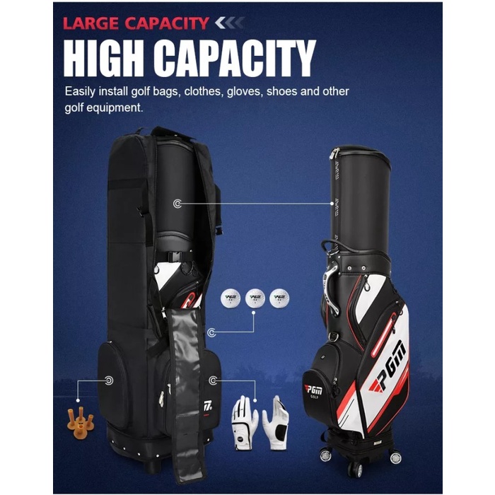 Jual Pgm Golf Travel Bag Case Cover Wheel Tas Travel Golf Roda Hkb012