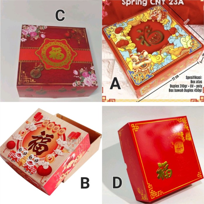 Jual Box spring CNY Dus kue imlek 22x22 | Shopee Indonesia