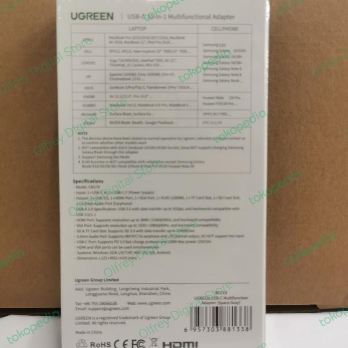 Jual Ugreen Usb C 10 In 1 Multifunctional Adapter 80133 | Shopee Indonesia