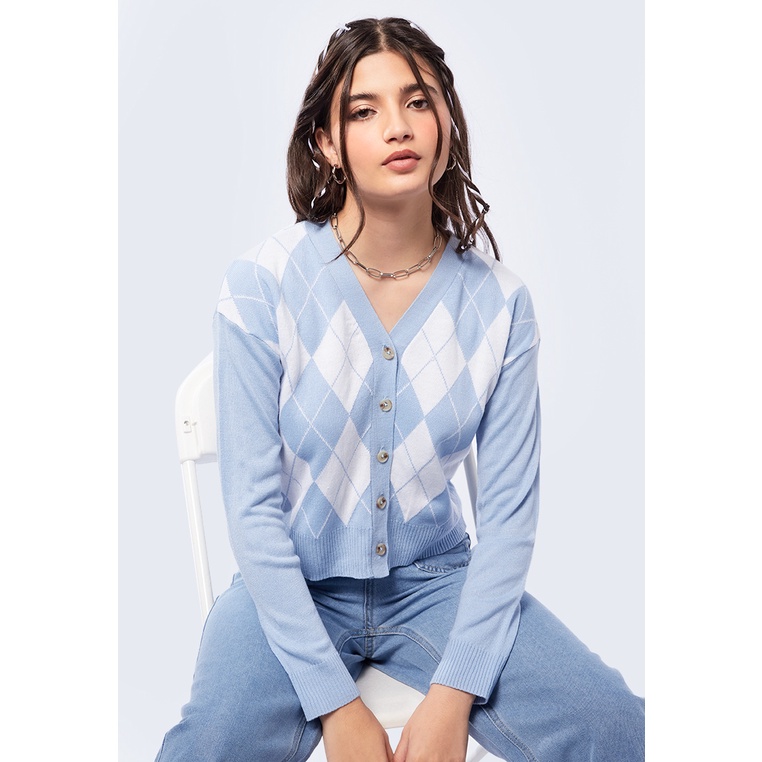 Jual COLORBOX Buttoned Knit Cardigan Lt. Blue Shopee Indonesia