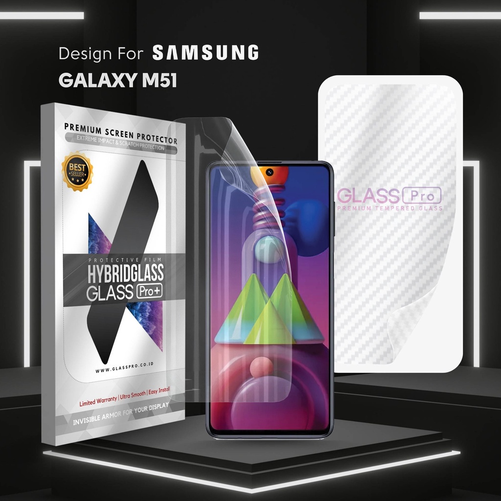 Anti Gores Tempered Glass M51 Screen Guard Galaxy M51 Back Skin