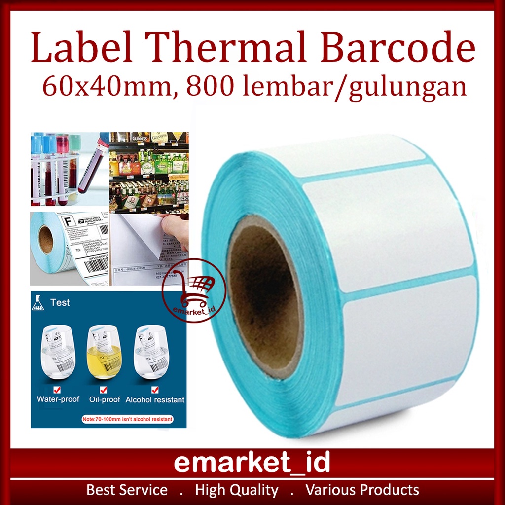 Jual Kertas Thermal Label Barcode 60 x 40 mm 800pcs / Sticker Termal ...
