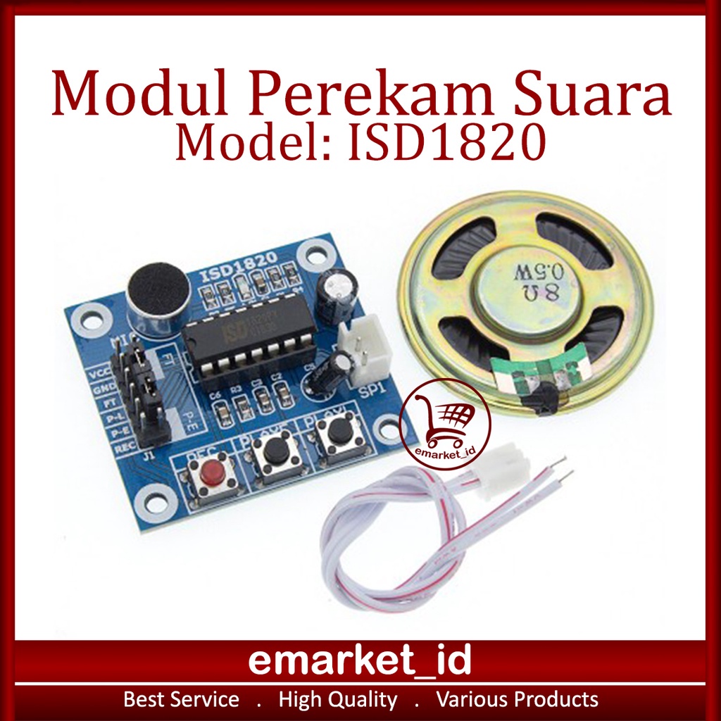 Jual Modul Perekam Suara ISD1820 / Sound Recorder Playback Es Krim ...