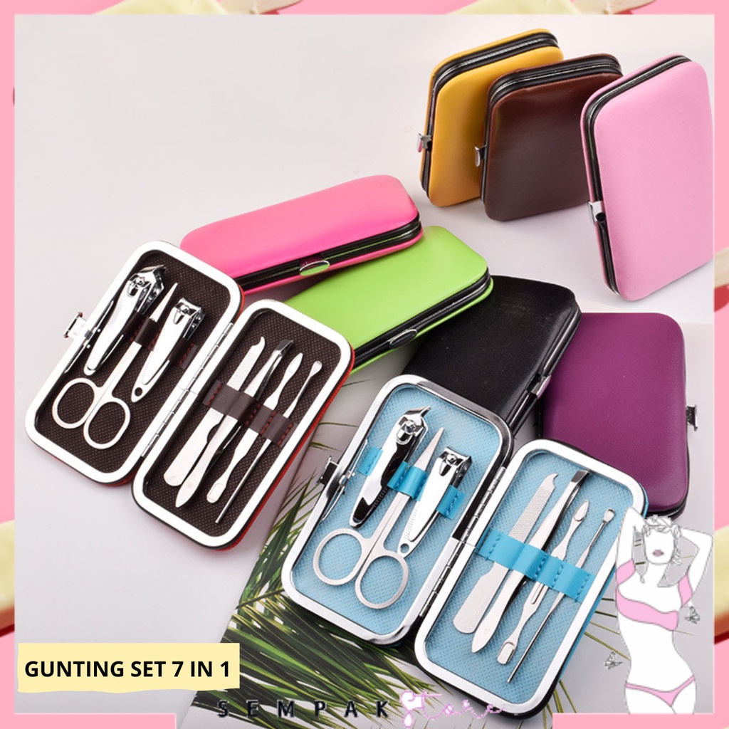 Jual SS Manicure Set 7 In 1 Gunting Kuku Nail Art Set Dompet Menicure ...