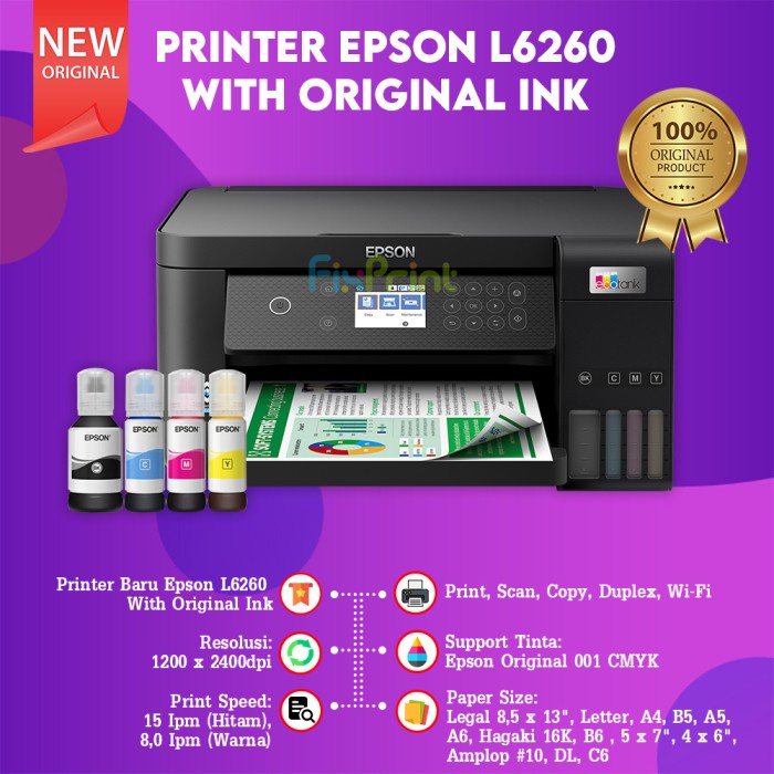 Jual Printer Epson Ecotank L6260 A4 Wi Fi Duplex All In One Print Scan Copy Shopee Indonesia 4515