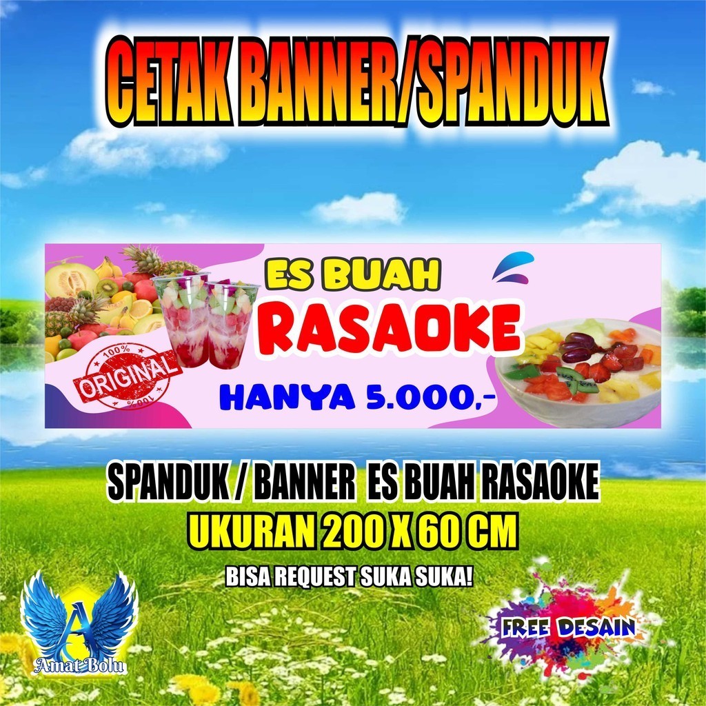 Jual Cetak Banner Cetak Spanduk ES BUAH UKURAN 200X60 BISA REQUEST ...