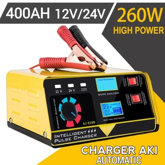 Jual Cas Aki Battery Charger Aki Mobil Motor 260W 12V/24V 200AH Anjing