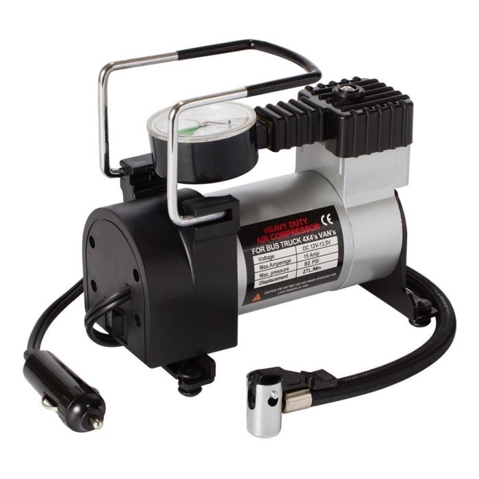 Jual Pompa Ban Air Compressor DC 12V Kabel 2.5 Meter + Pengukur Tekanan ...