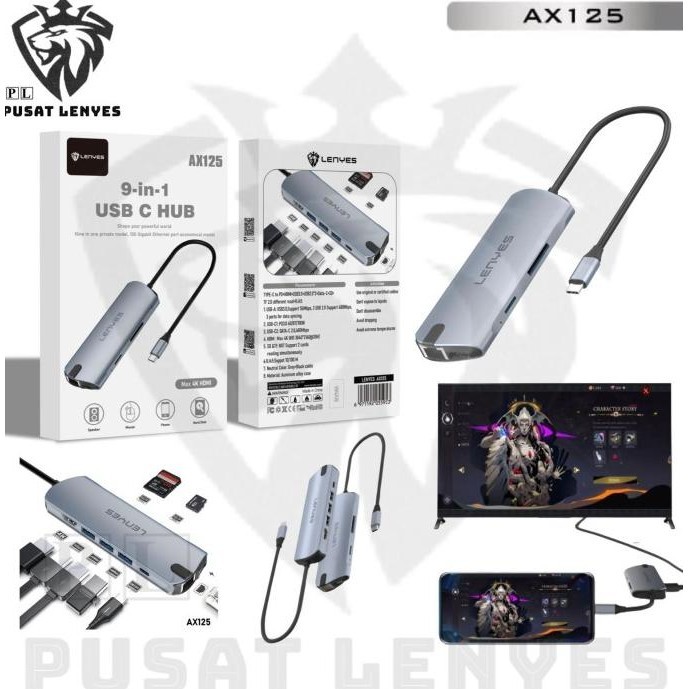 Jual Ax125 - Hub Usb Lenyes Ax-125 Adapter Converter Type C To Usb 2.0 ...