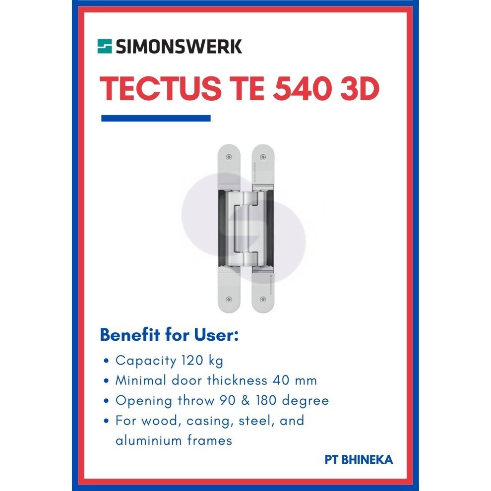 thumbnail image 2 of Simonswerk TE 240 3D Door Hinge – Heavy Duty Steel, 60 Kg Load Capacity For Interior & Cellar Doors 2 of 4