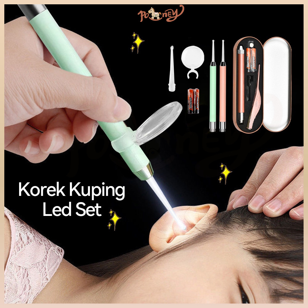 Jual Poney Alat pembersih telinga set Korek kuping led lampu senter Ear ...