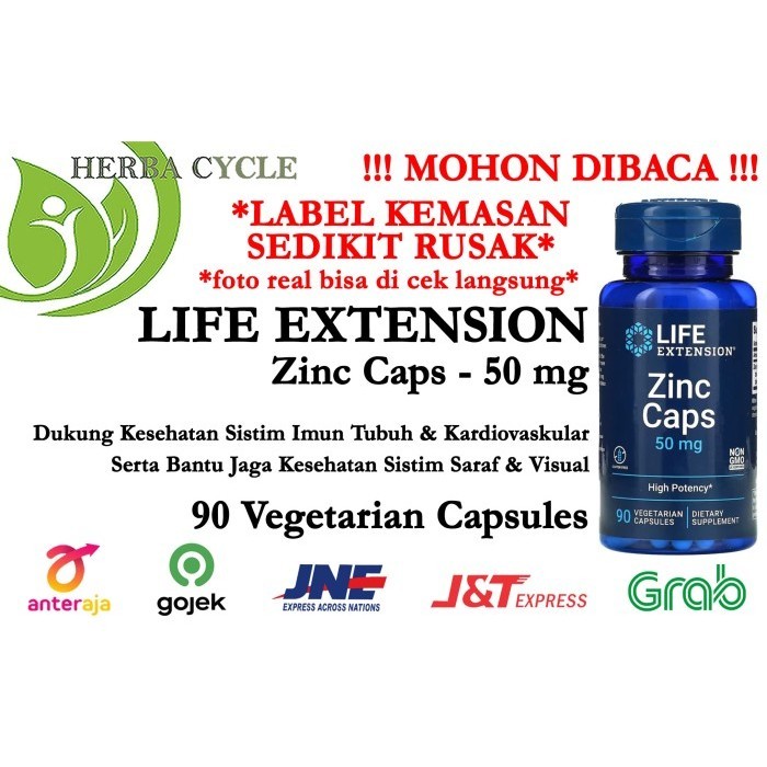 Jual Life Extension Zinc High Potency 50 Mg, 90 Vege Caps Ori Usa