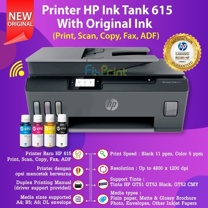 Jual Printer Hp Smart Ink Tank 615 Wifi Print Scan Copy Fax Adf ...