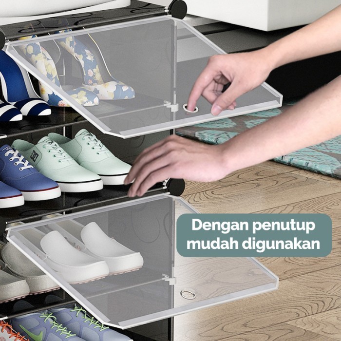 Jual Halu Rak Sepatu Susun Anti Debu 8Layer Tebal Shoe Rack Portable ...