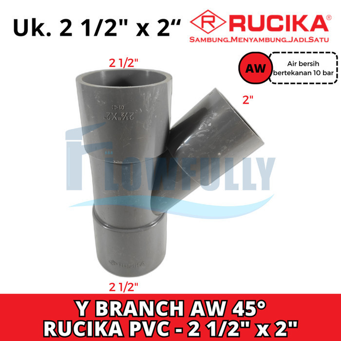 Jual Y BRANCH AW 2 1/2 x 2 inch RUCIKA PVC TY 45 derajat Y 45° | Shopee ...