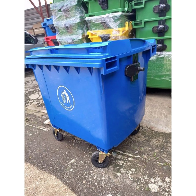 Jual TEMPAT SAMPAH BESAR/BAK SAMPAH BESAR 1100 LITER RODA PLASTIK HDPE ...