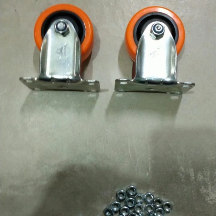 Jual Roda Troli Roda Castor 3 Inch Pu 2 Rem 2 Mati Plus Baut Mur ...