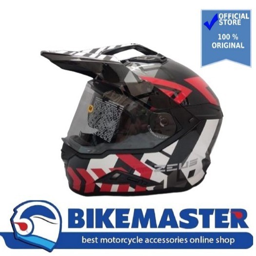 Jual Helm Zeus Zs 913 Black Bf2 Red Dual Sport New Shopee Indonesia