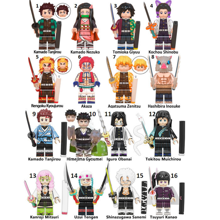 Jual Demon Slayer Tanjiro Zenitsu Giyu Rengoku Inosuke Minifigure Lego ...