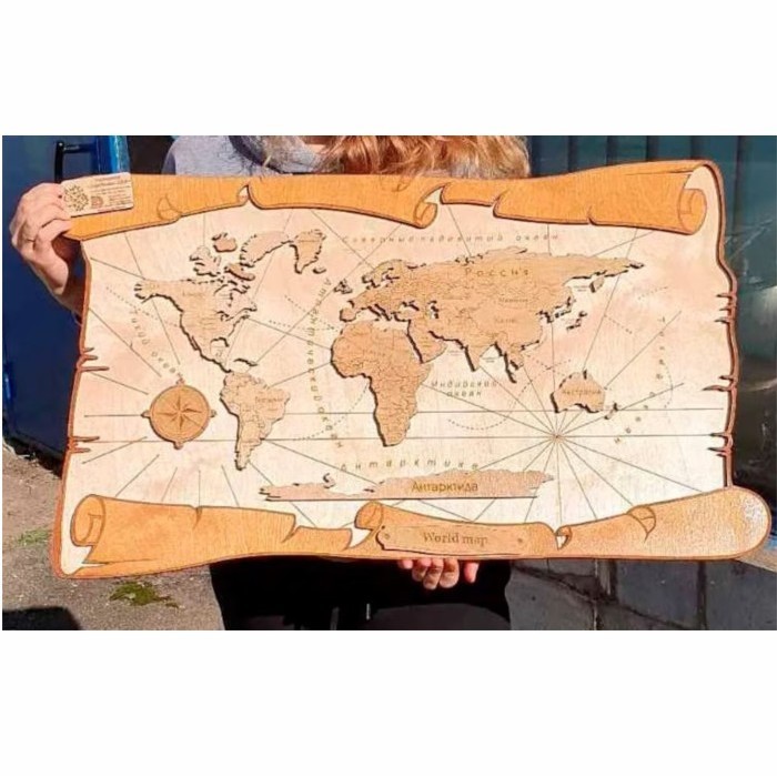 Jual World Map Layered Scroll / Hiasan Dinding Peta Dunia Dekorasi