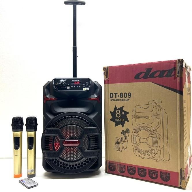 Jual Speaker Aktif Portable Dat 809 Sound 8 Inch 2 Mic Wireless Garansi ...