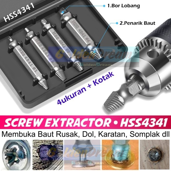 Jual Pembuka Baut Rusak Aus Screw Extractor Tap Pelepas Skrup Dol Slek Los Shopee Indonesia