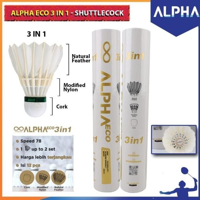 Jual 8.8 Shuttlecock Kok Alpha New Eco 3 In1 Technology - Alpha Eco ...