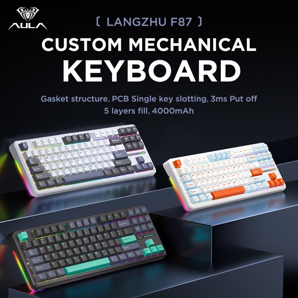 Jual Tersedia! AULA F87 F87Pro Keyboard Mekanis RGB Struktur Gerbang ...