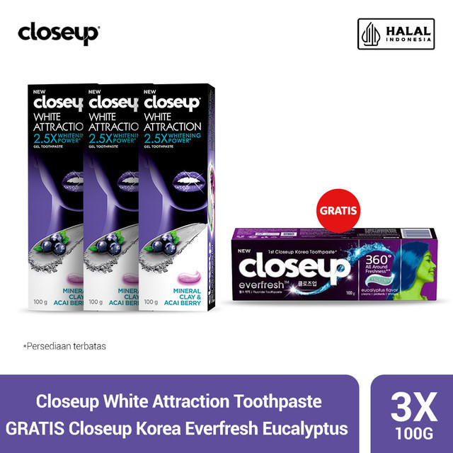Jual Buy 3 Closeup White Attraction Toothpaste Pasta Gigi Acai Berry 2 ...
