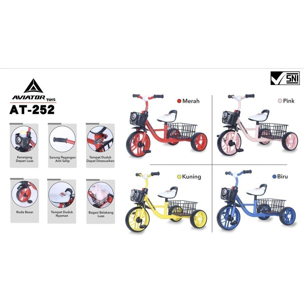 Jual SEPEDA RODA TIGA KERANJANG BESAR AVIATOR AT252 | Shopee Indonesia