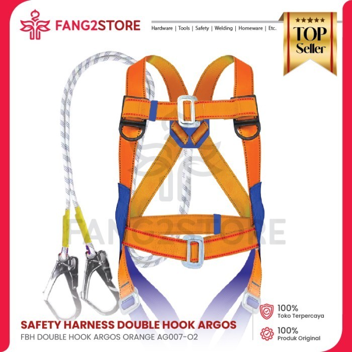 Jual SAFETY HARNESS / FULL BODY LANYARD DOUBLE BIG HOOK ARGOS AG007-O2 ...