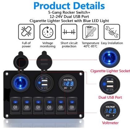 Jual 6 GANG ARB SWITCH SAKLAR 3PIN OFFROAD USB VOLTMETER | Shopee Indonesia