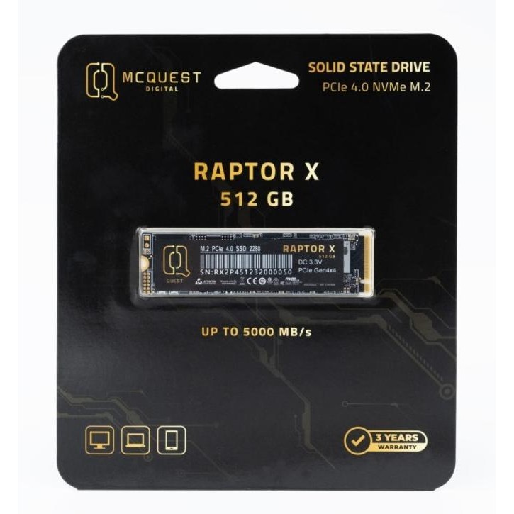 Jual MCQUEST DIGITAL RAPTOR X SSD M.2 NVME | 512GB 2807T | Shopee Indonesia