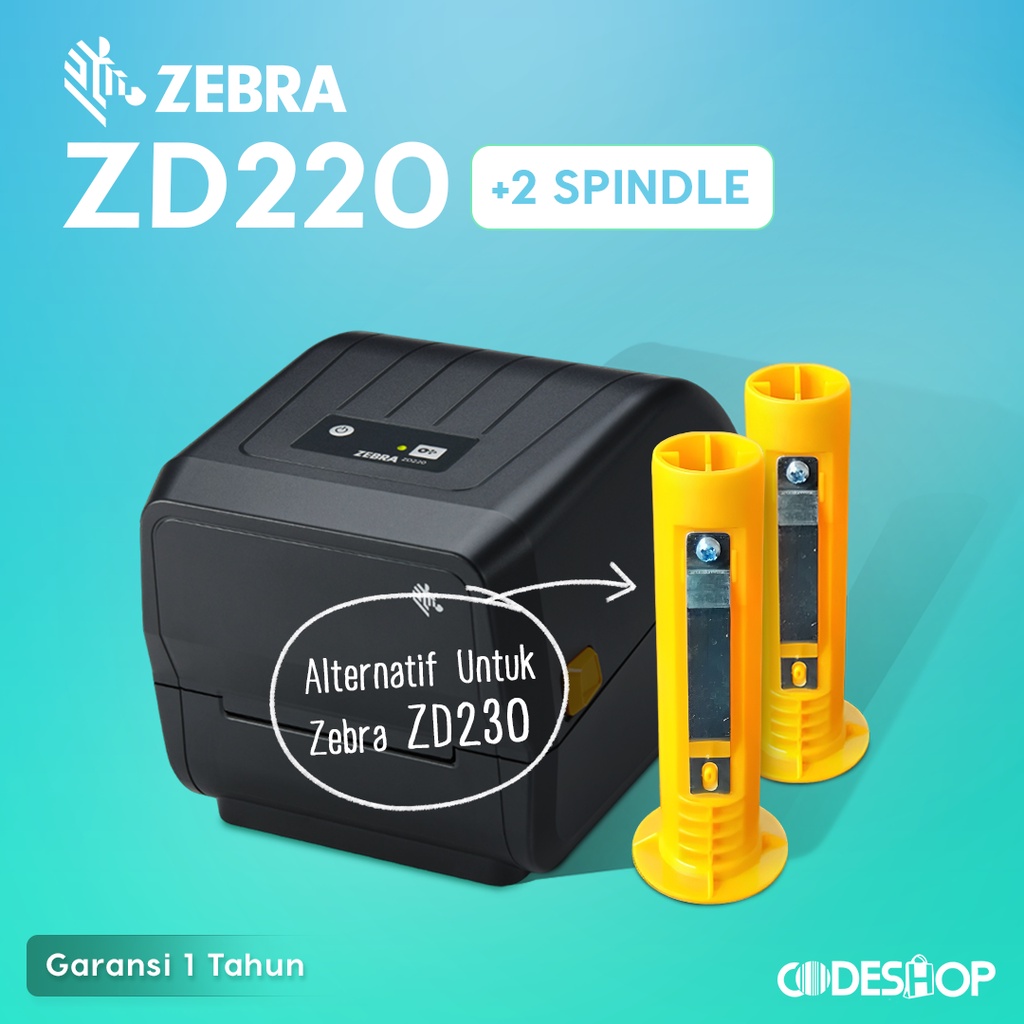 Jual Printer Resi Zebra ZD220 + 2 Spindle Ribbon 300 Meter Alternatif ...