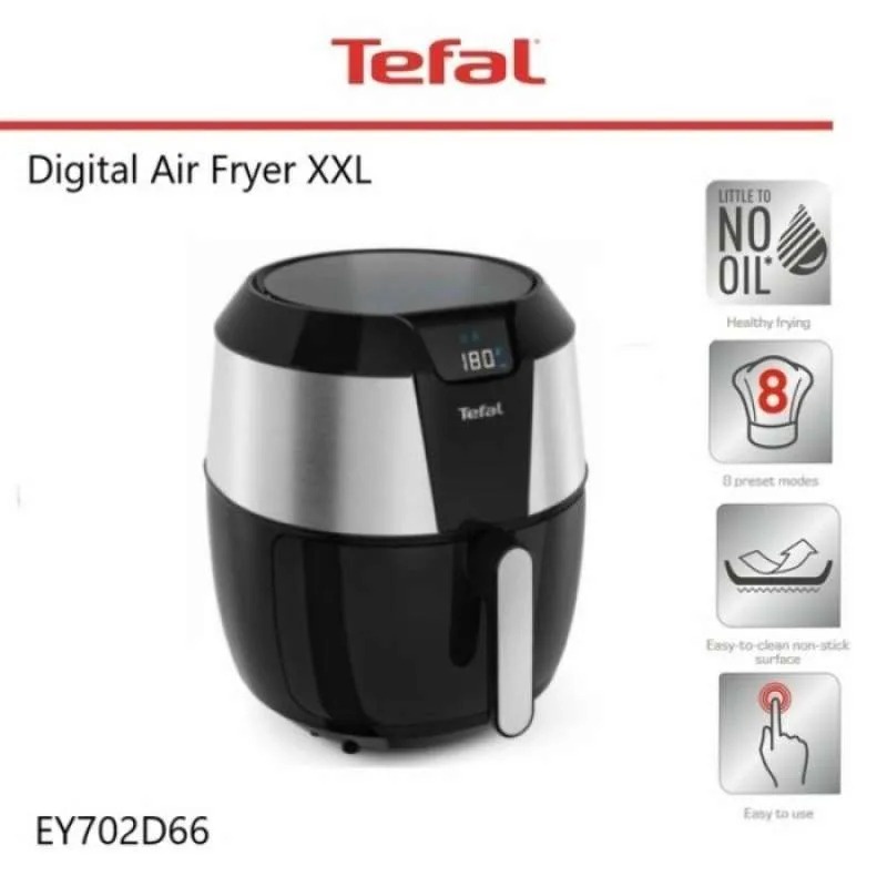 Jual Tefal Digital Easy Health Fryer XXL EY702D66 - 5.6L/ Air Fryer ...