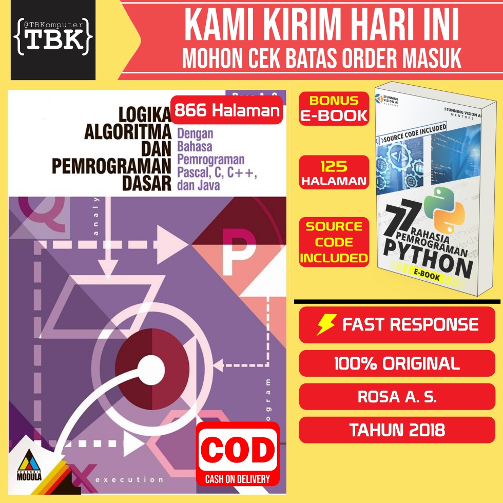 Jual BUKU LOGIKA ALGORITMA DAN PEMROGRAMAN DASAR ROSA A S (KODE. Q06J ...