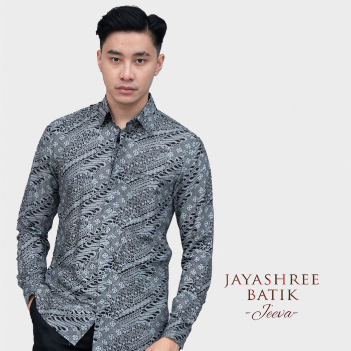 Jual Jayashree Batik Slimfit Jeeva Dark Grey Kemeja Batik Pria LS ...